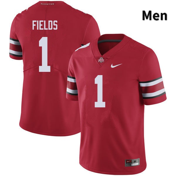 Ohio State Buckeyes Justin Fields Men's #1 Red Authentic Stitched College Football Jersey